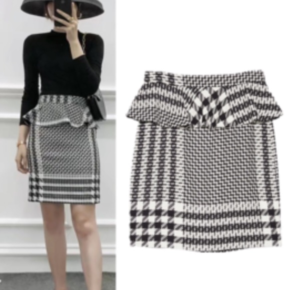 NWT Zara ruffled plaid pencil skirt size XS - Picture 5 of 8
